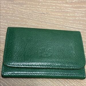 Green Il Bisonte Leather Wallet & Card Holder